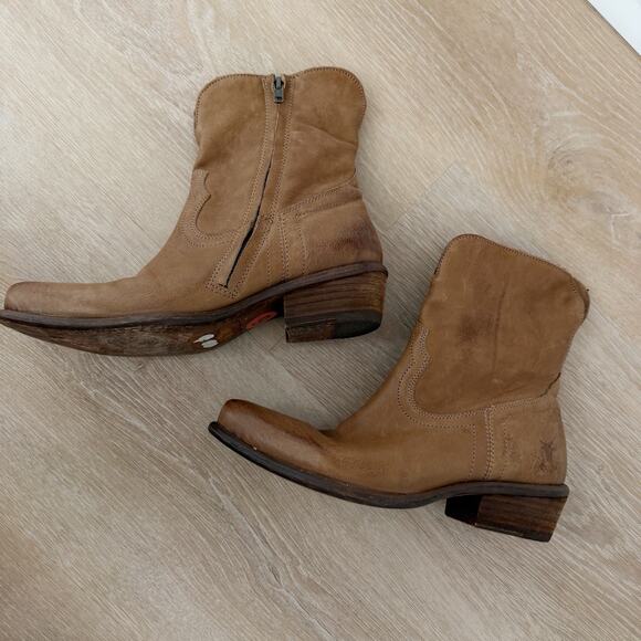 Women’s FRYE Leather Zip Up Western Booties Brown Size 6 - Picture 5 of 11